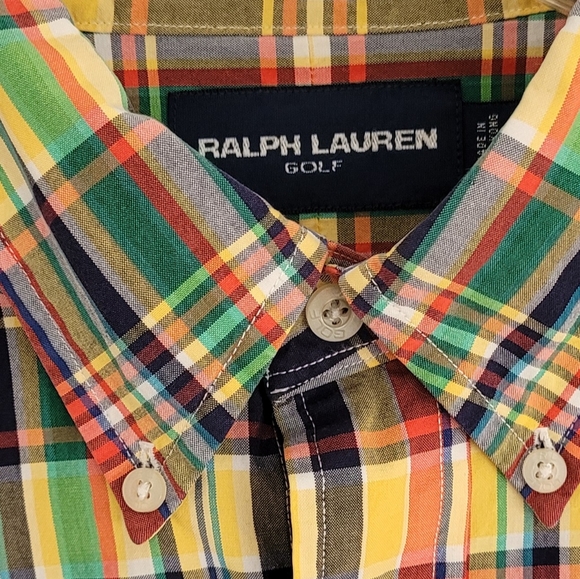 Ralph Lauren Golf Shirt Button Up Long Sleeve Colorful Multicolor Plaid … - Picture 5 of 10